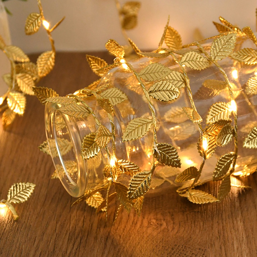 Outdoor Power For Wedding - Golden Leaf Rattan Copper Wire String
