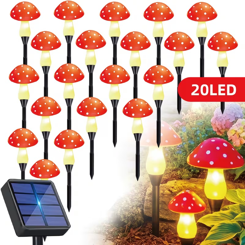 Outdoor Power For Wedding - Solar-Powered LED Mushroom Lights Outdoor Garden