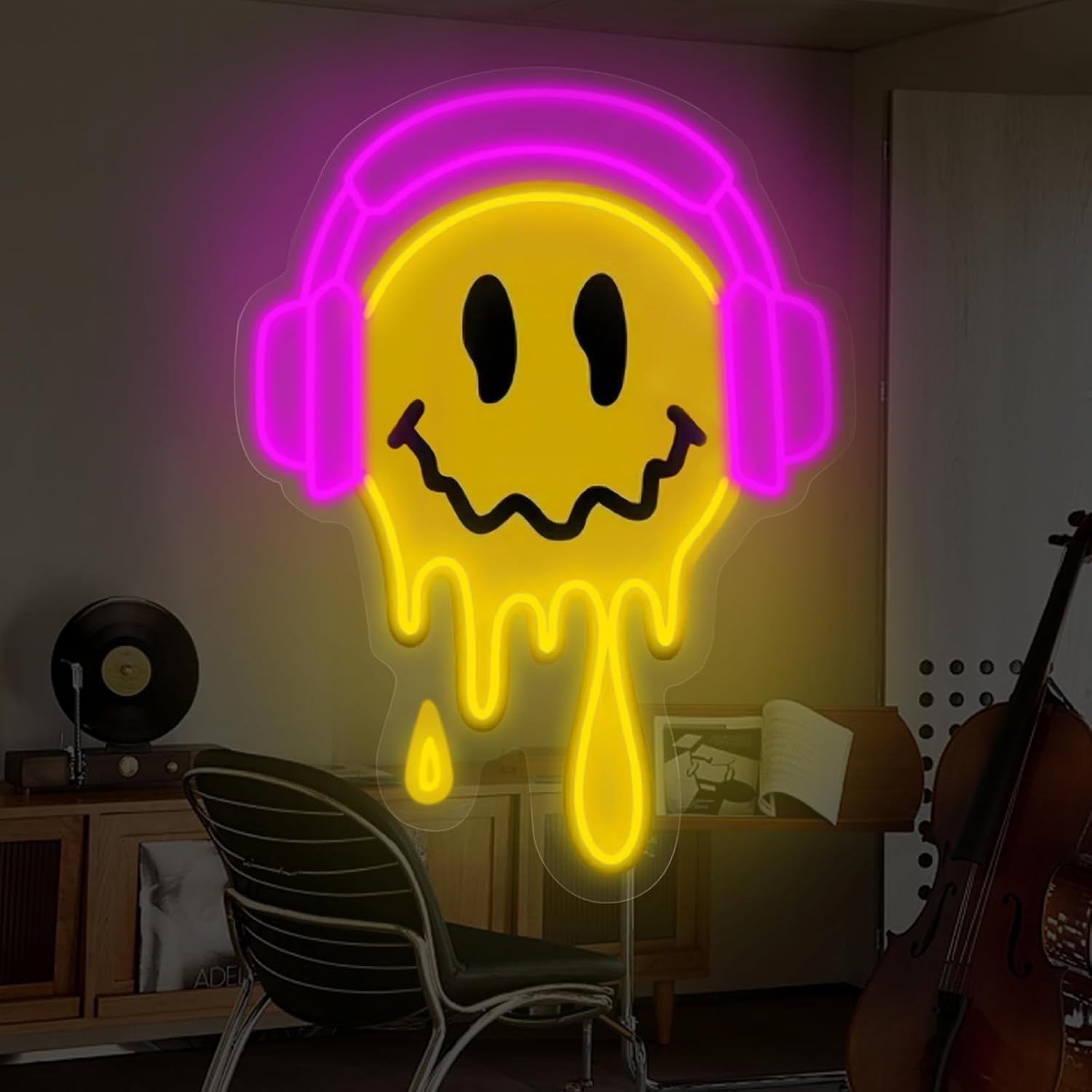 Outdoor Power For Wedding - Smile Face Neon Sign Art Wall