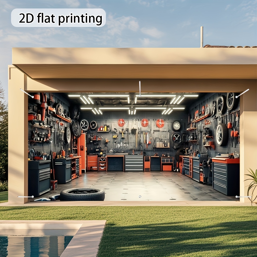 Outdoor Power Garage - One 2D flat-printed workshop tool banner