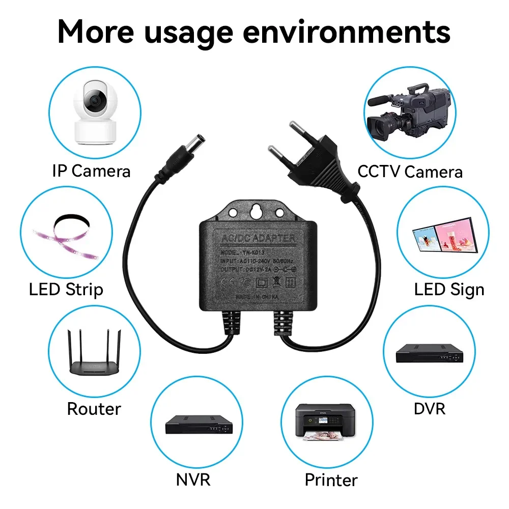 Power Adapter  DC12V 2A Waterp - Outdoor Power Plug In review and price