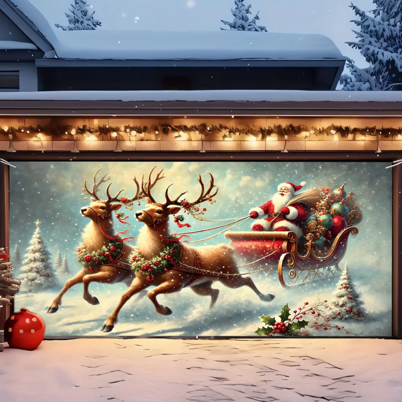 1pc 2D flat, festive Santa Cla - Outdoor Power Garage review and price