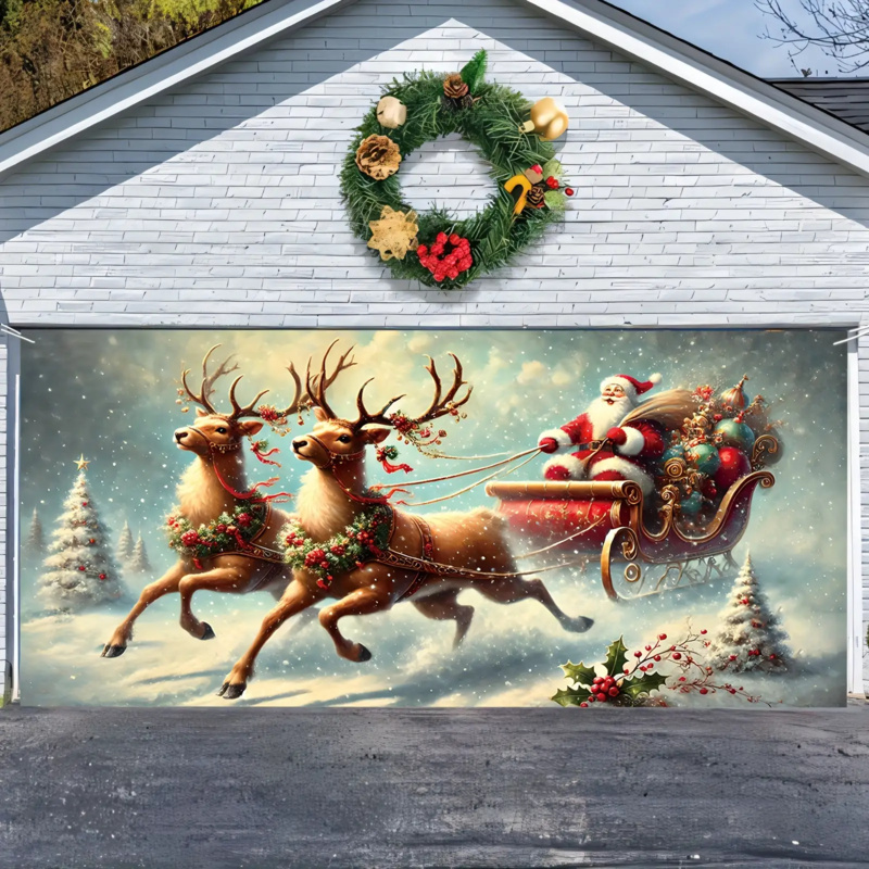 1pc 2D flat, festive Santa Cla - Outdoor Power Garage review and price