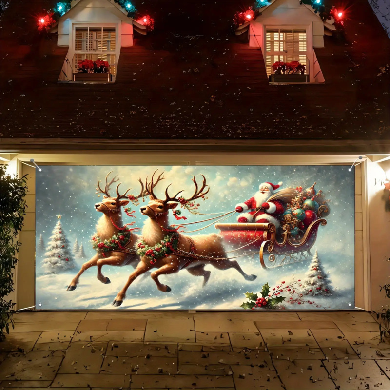 1pc 2D flat, festive Santa Cla - Outdoor Power Garage review and price