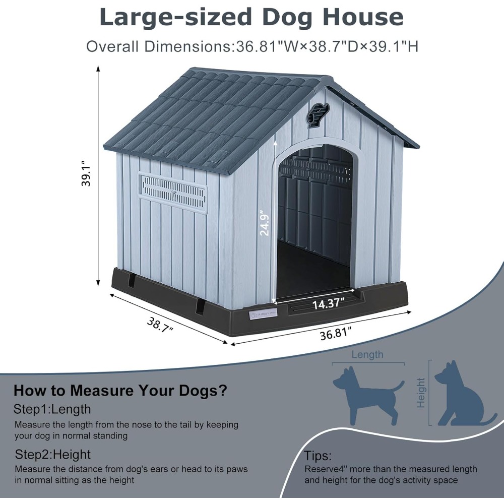 LEMBERI Large Plastic Dog Hous - Outdoor Power Vent review and price