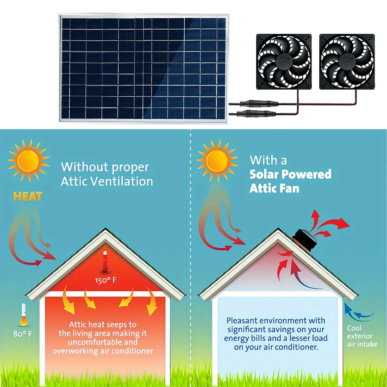 10W Solar Exhaust Fan Kit with - Outdoor Power Vent review and price